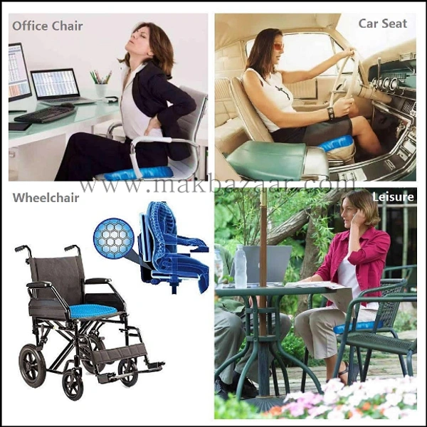 Silicone Rubber Soft Cushion Seat Pillow, Seat Cushion Pad Pressure Sore Relief Ultimate Breathable Design Gel Comfort, Blue (Gel Memory Foam)  